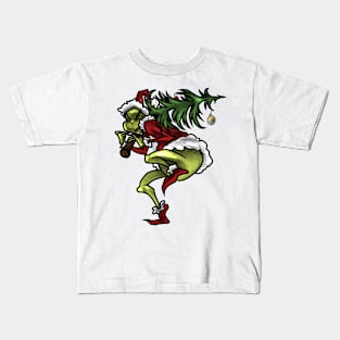 Grinch with christmas tree Kids T-Shirt